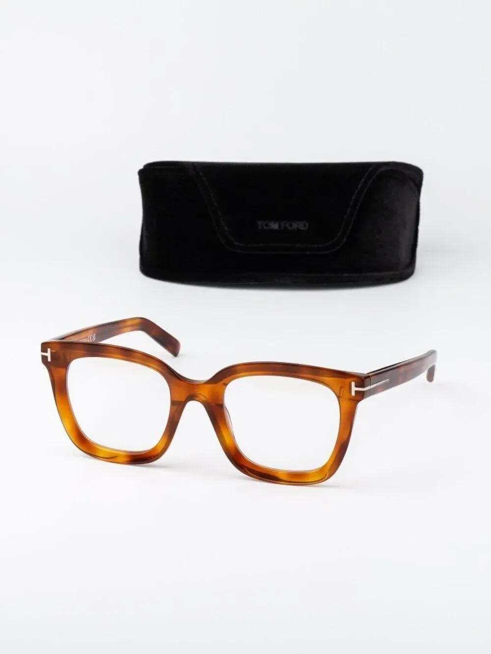 Tom Ford Women Eyeglasses Blonde Havana Square FT5880-B 053 NEW AUTHENTIC